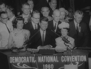 Senator John F. Kennedy speaks at the Democratic National Convention in Los Angeles in July 1960.