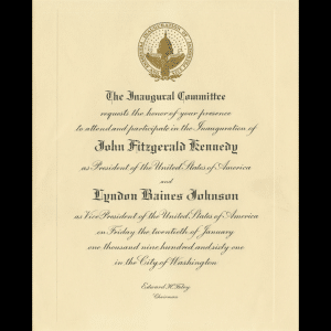 1961 Inauguration ceremony invitation.